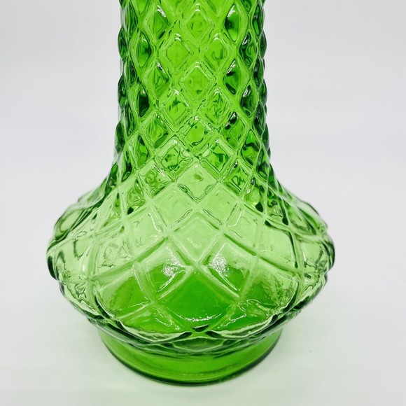 Vintage Randall Emerald Green Vase Quilted Diamond Pattern 9” - Picture 4 of 6
